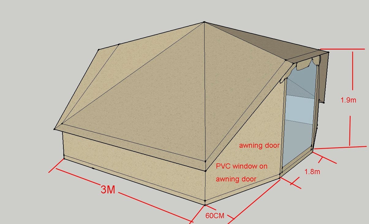 4.4m x 3m DubPod™ 'Roamer' 285gsm 100% Natural Canvas | Camper Awning & StoveMate - Image 7